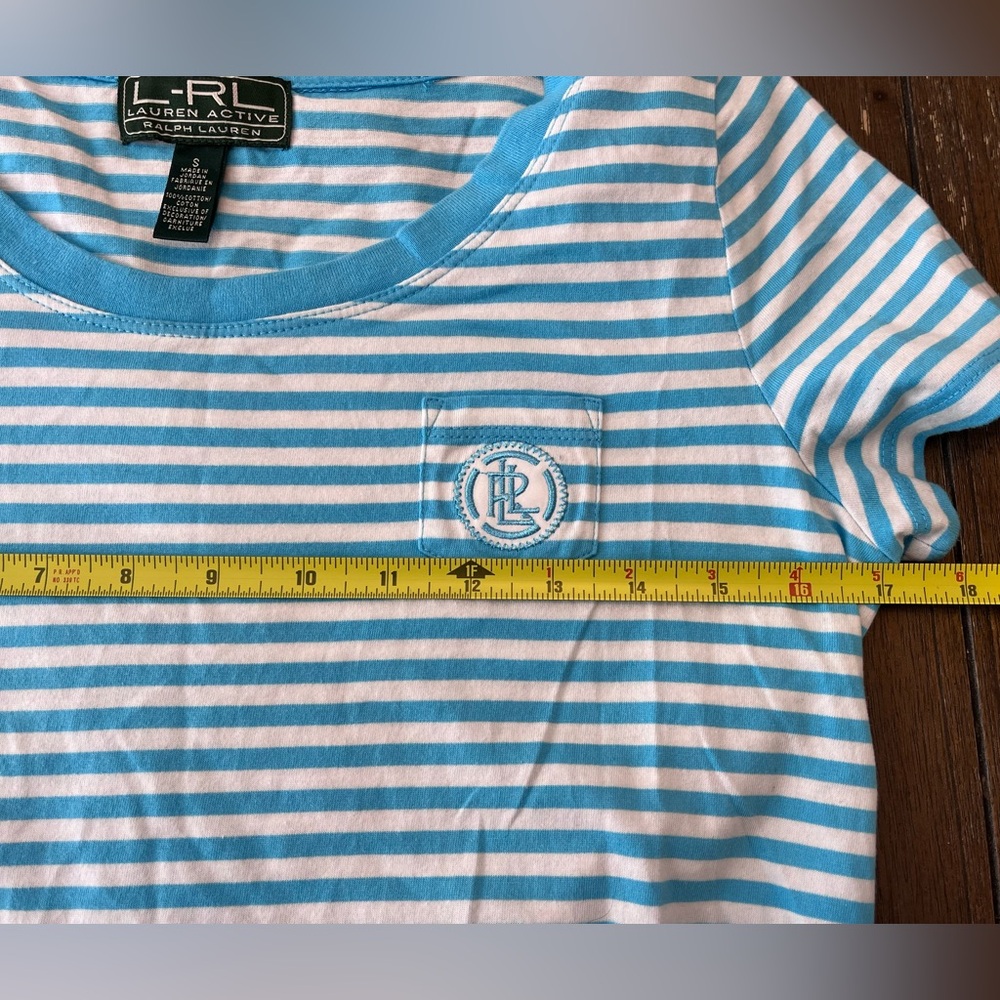 Lauren Active Ralph Lauren Blue Striped Shirt Womens size Small - Picture 4 of 5